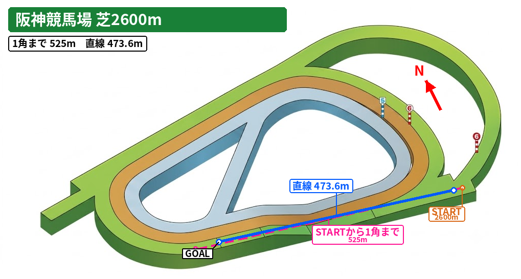 阪神芝2600m（外）のコース図
