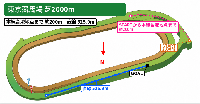 東京芝2000mのコース図